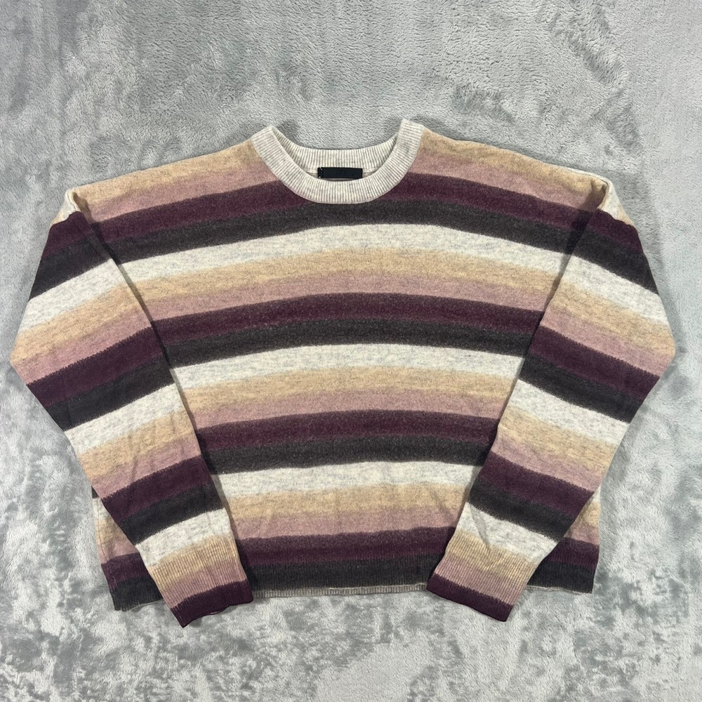 ATM Anthony Thomas Melillo Striped‎ Wool Cashmere Sweater Womens L Multi Cozy